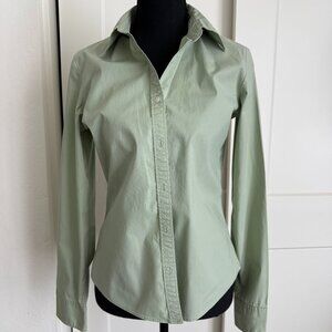 Women's Calvin Klein Long Sleeve Button Down Shirt Light Army Green Color Sz S